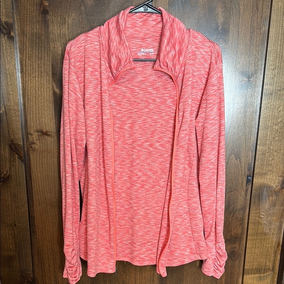 Pink Zippered Long Sleeve heathered pink Columbia Size XL ruched details - Picture 10 of 12